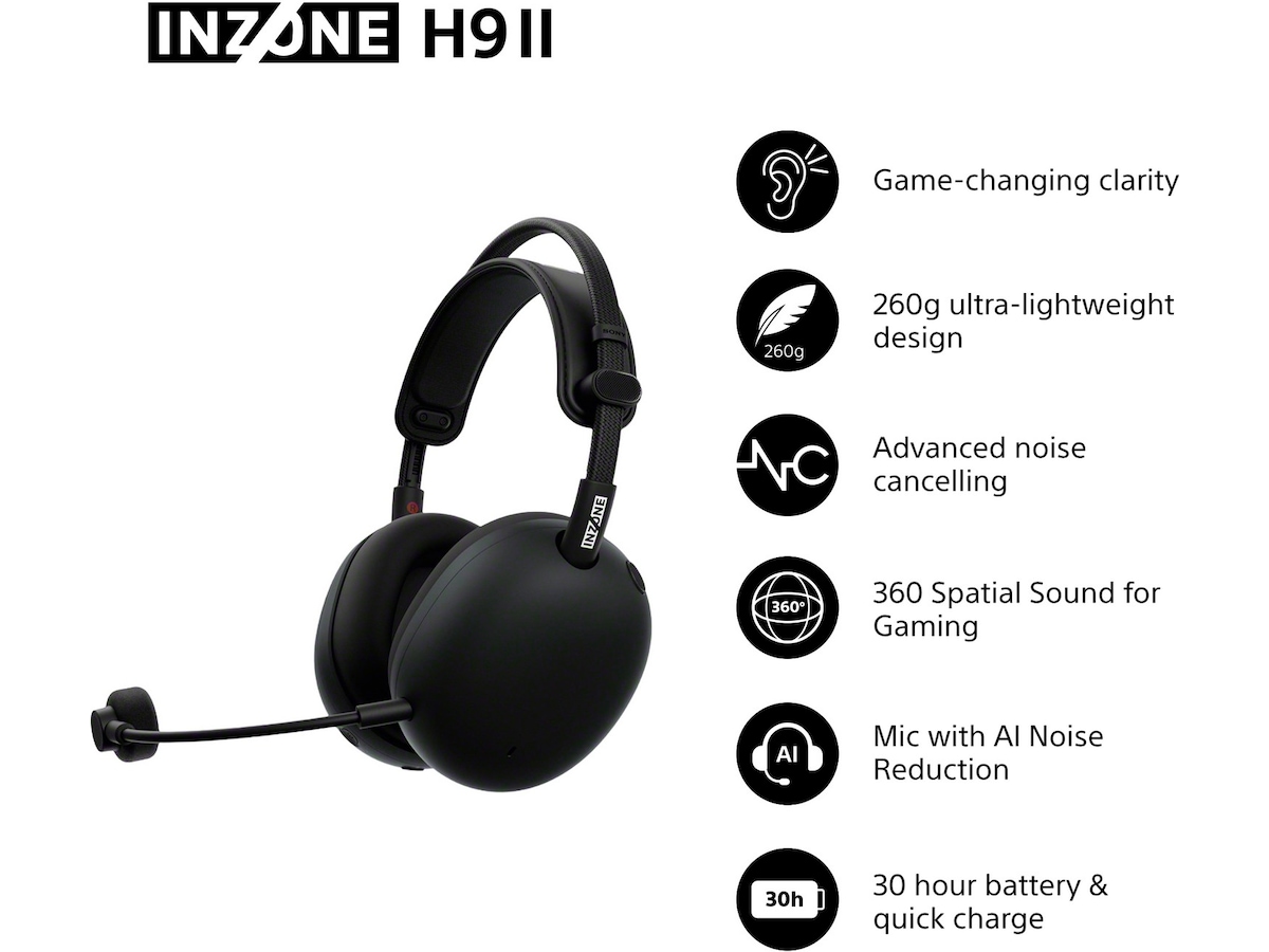 Sony INZONE H9 II Trådløst Støydempende Headset (sort) -B-Grade Demo headset