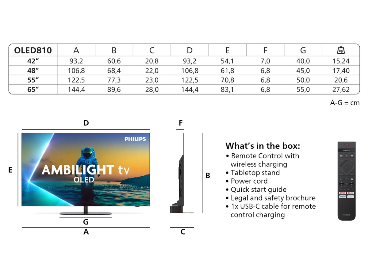 Philips 55" OLED810/12 OLED Smart Ambilight AI TV (2025) -B-Grade Demo TV/projektor