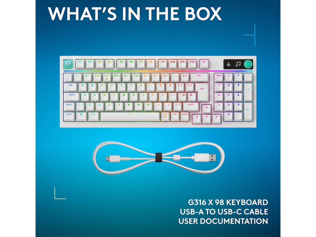 Logitech G316 X 98 Gamingtastatur (hvit) Gamingtastatur
