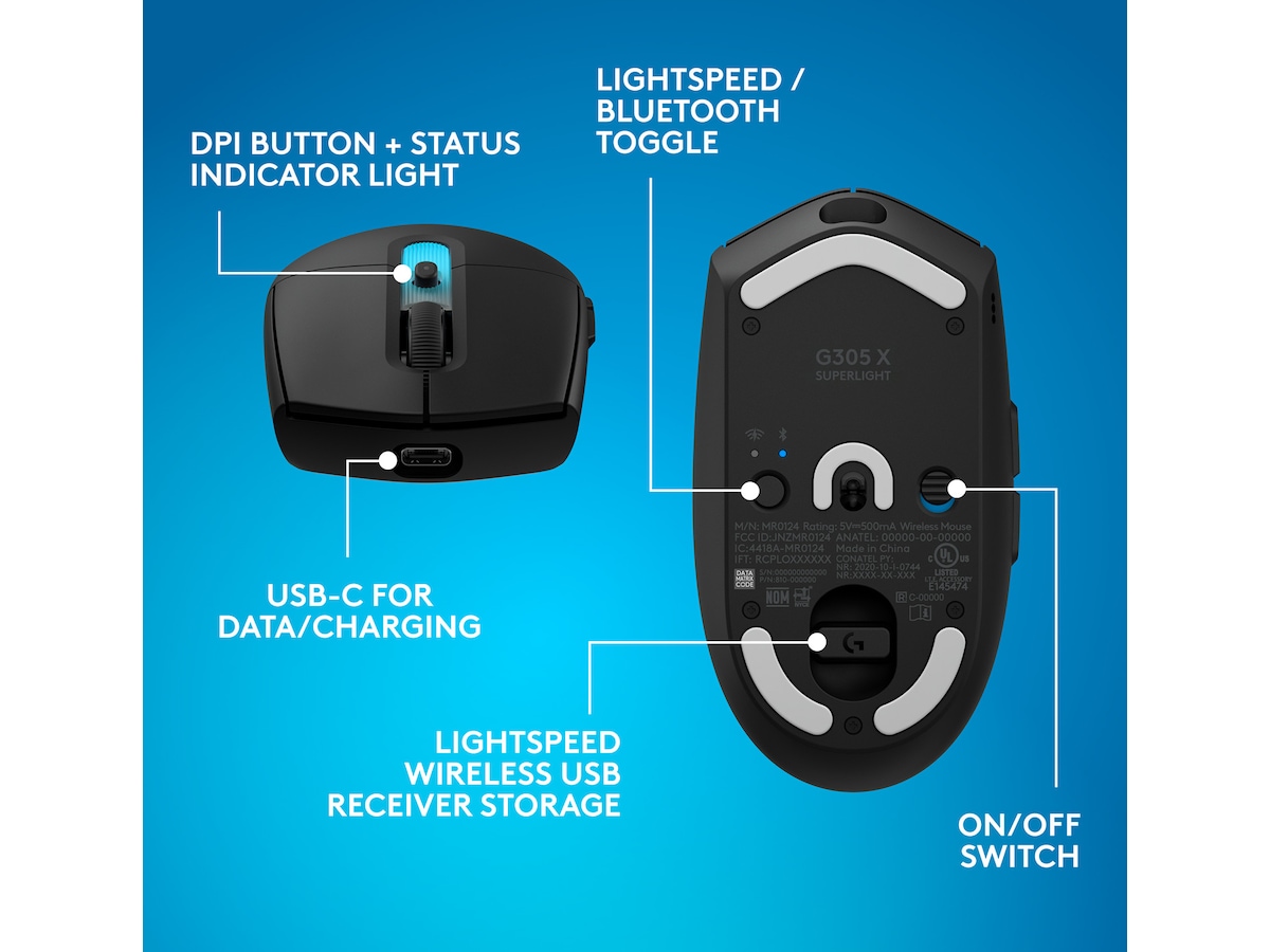 Logitech G305 X SUPERLIGHT Trådløs Gamingmus (sort) Gamingmus