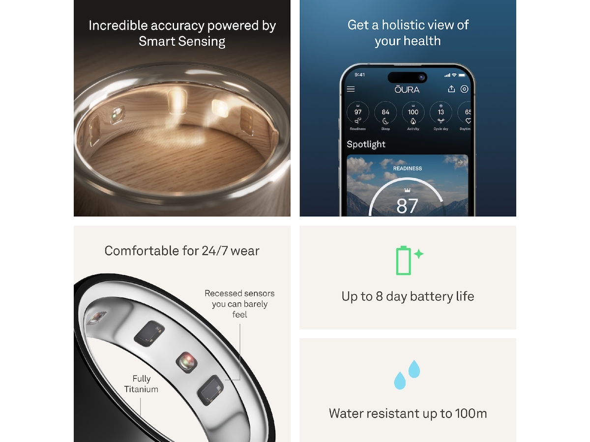 Oura Ring 4 Smart Ring str. 9 (sort) -B-Grade Demo tilbehør til mobiler & klokker