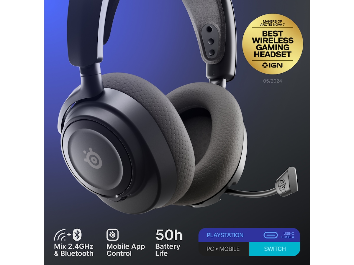 SteelSeries Arctis Nova 7P Gen 2 Trådløst gamingheadset (svart) -B-Grade Demo headset