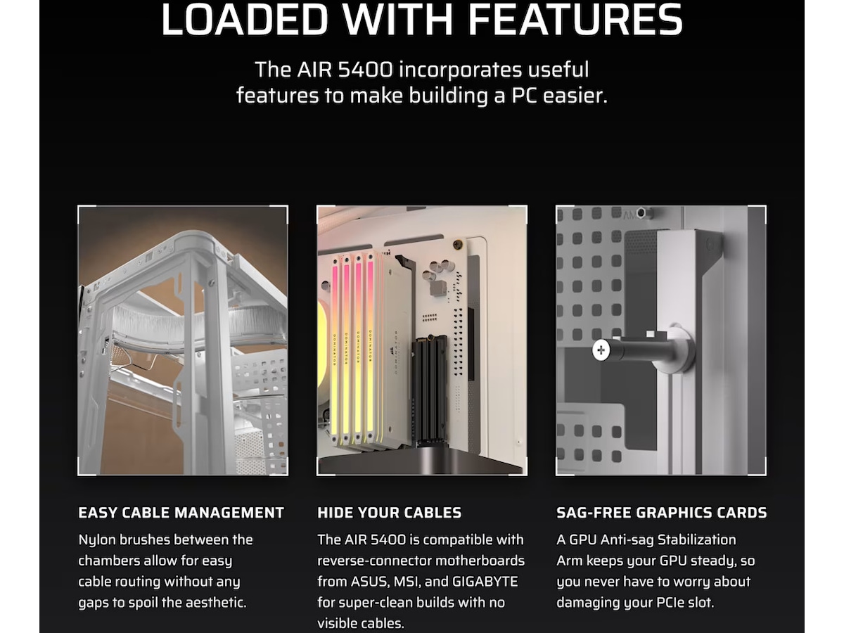 Corsair AIR 5400 RS-R ARGB Triple Chamber Mid Tower (hvit) -B-Grade Demo annet i datautstyr
