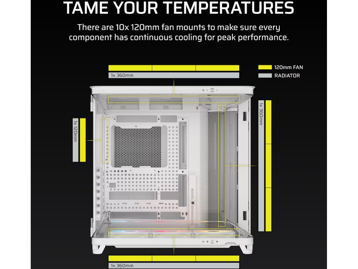 Corsair AIR 5400 RS-R ARGB Triple Chamber Mid Tower (hvit) -B-Grade Demo annet i datautstyr