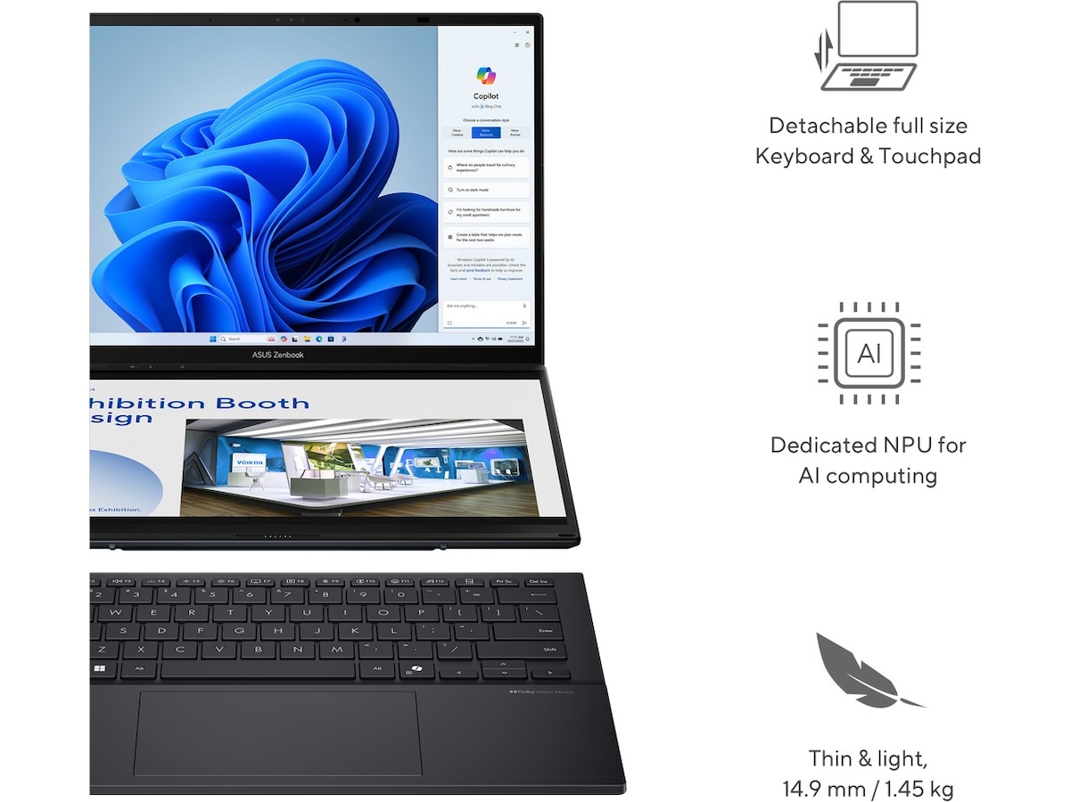 ASUS Zenbook Duo UX8406CA 14" FHD OLED berøringsskjerm -B-Grade Demo bærbar PC