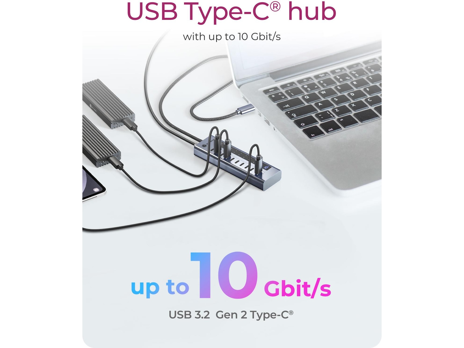 ICY BOX 10 porter USB Type-C® Gen 2 Hub Dockingstasjon & USB-HUB