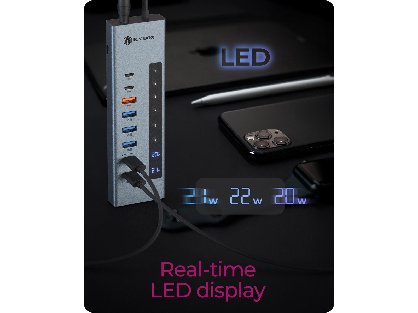 ICY BOX 11-i-1 USB Type-C HUB Dockingstasjon & USB-HUB