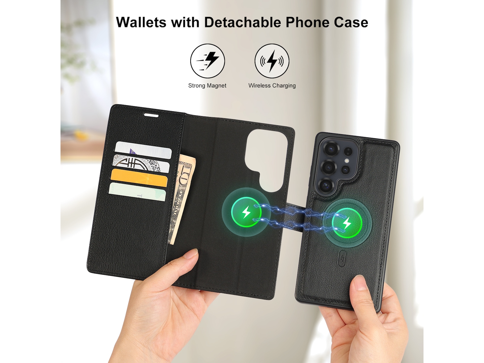 iiglo Galaxy S25 Ultra 2-i-1 Lommebokdeksel (sort) Mobildeksel