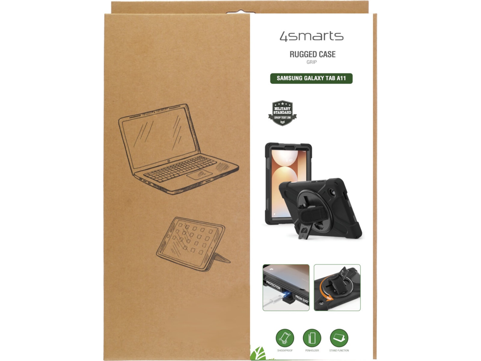 4smarts Rugged Case Grip for Samsung Galaxy Tab A11 Deksel til nettbrett