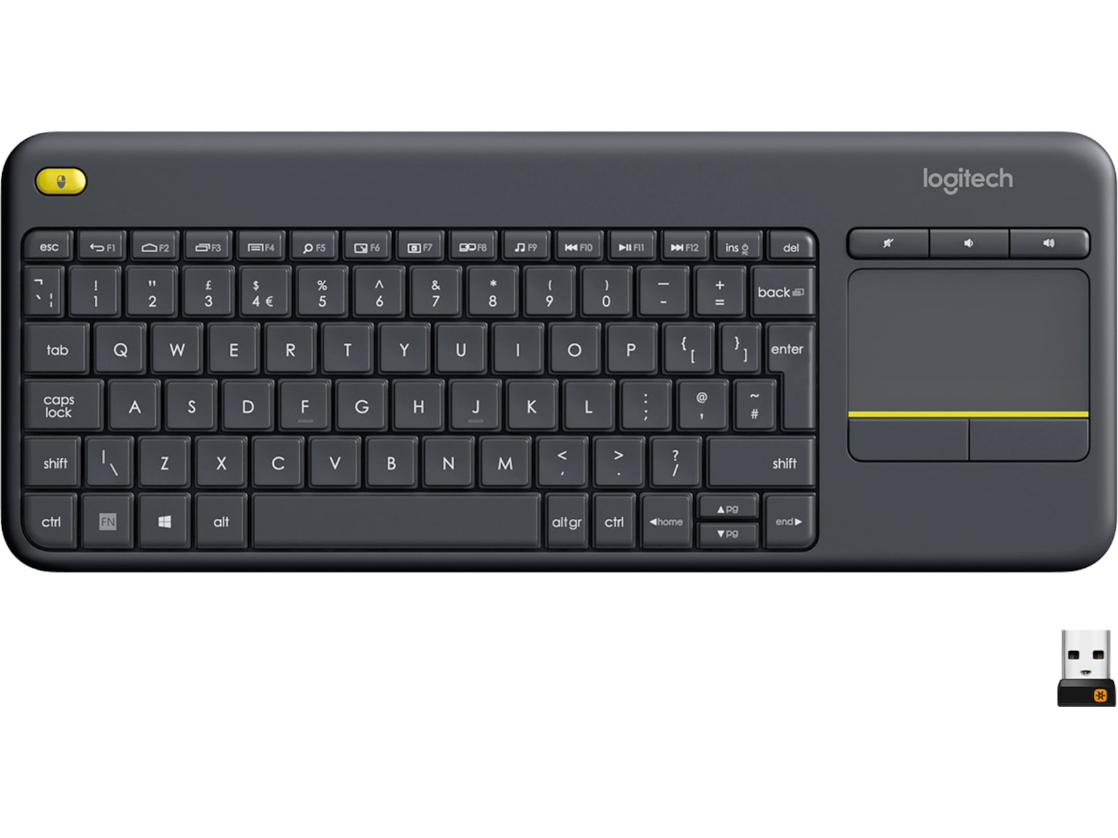 Logitech K400 Plus Trådløs Tastatur Grå Tastatur