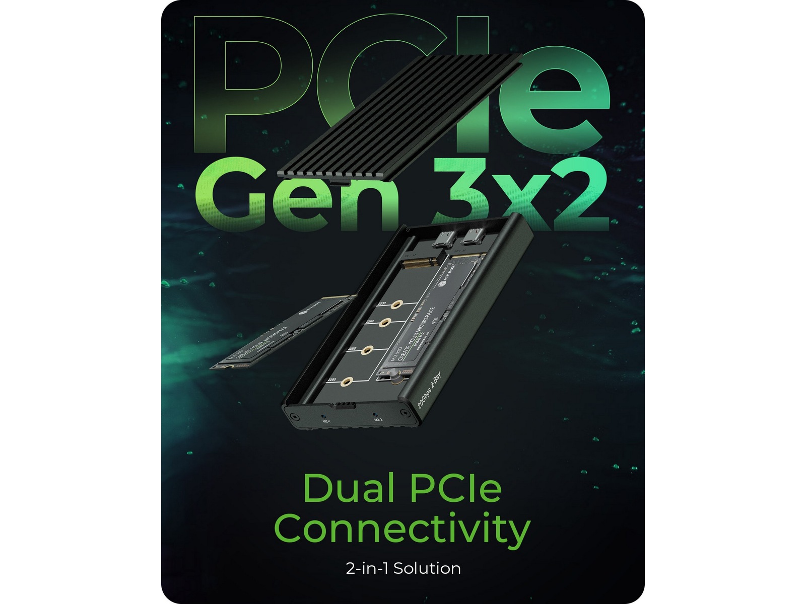 Icy Box 2-bay M.2 PCIe NVMe-kabinett Eksterne kabinetter