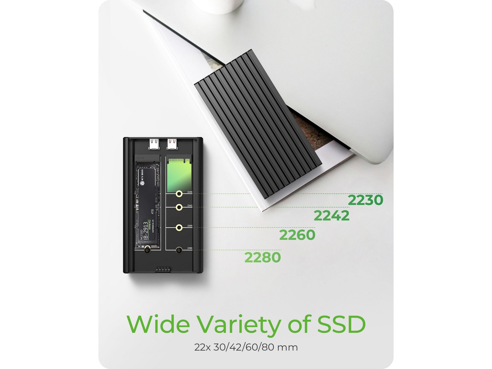 Icy Box 2-bay M.2 PCIe NVMe-kabinett Eksterne kabinetter