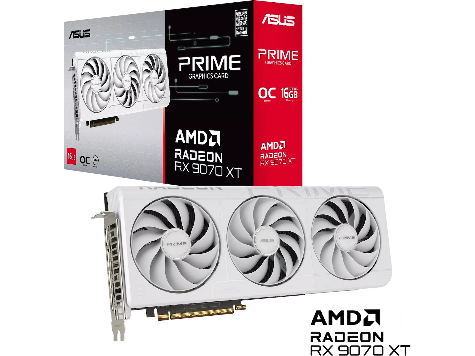 Asus Prime Radeon RX 9070 XT OC (hvit) Skjermkort