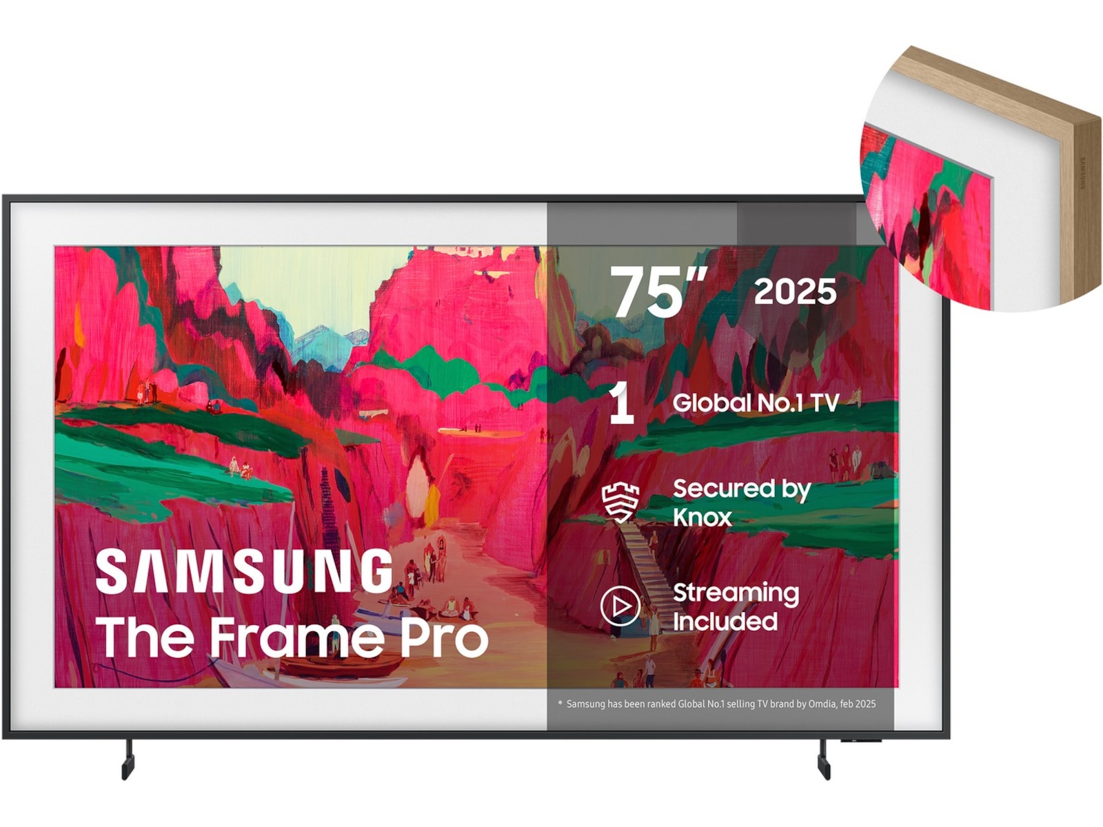 Samsung The Frame Pro 75" LS03FW + ramme Beige Wood 60 - 69 tommer TV