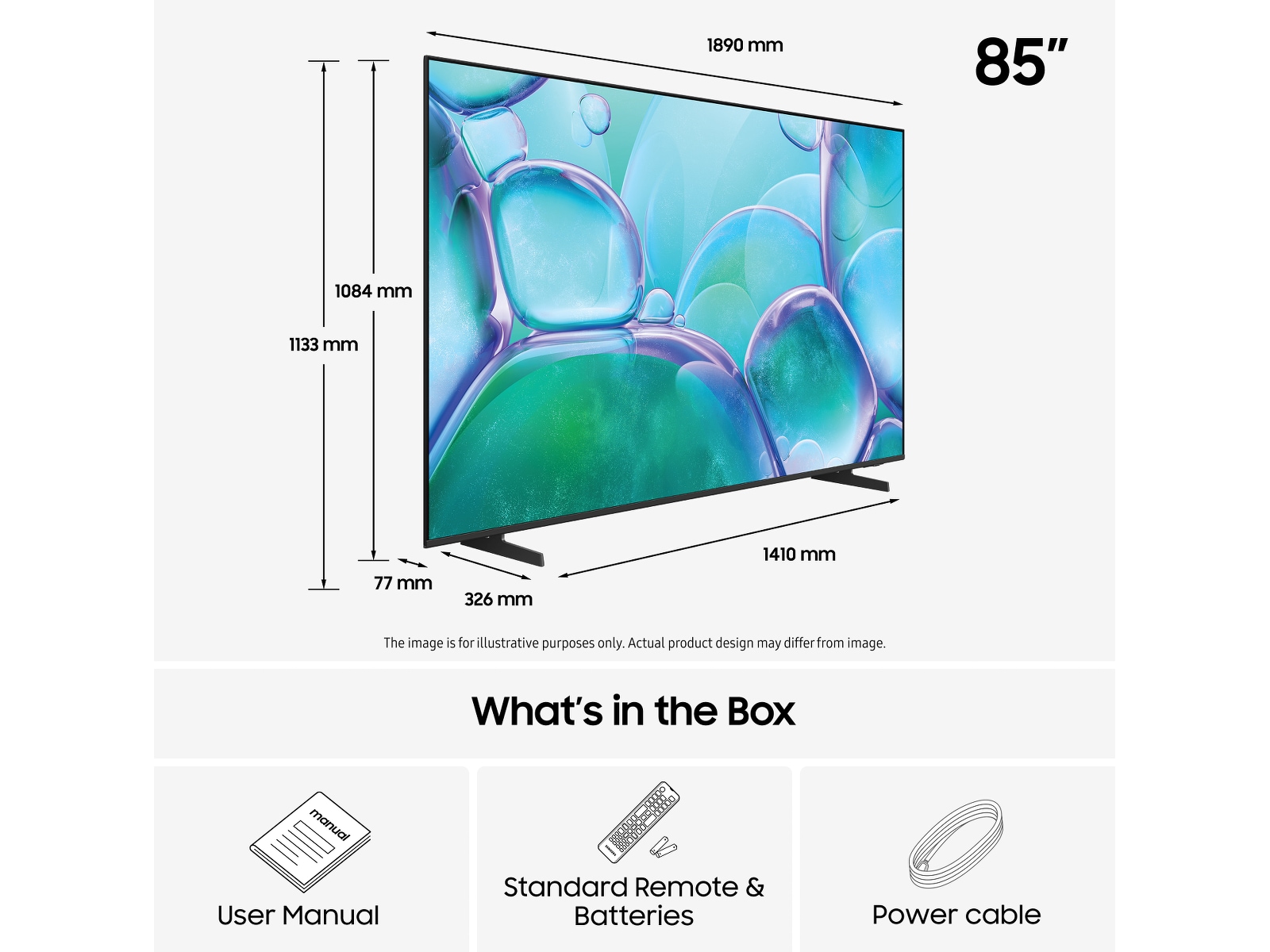 Samsung 85" U7005F UHD 4K smart-TV (2025) Over 80 tommer TV