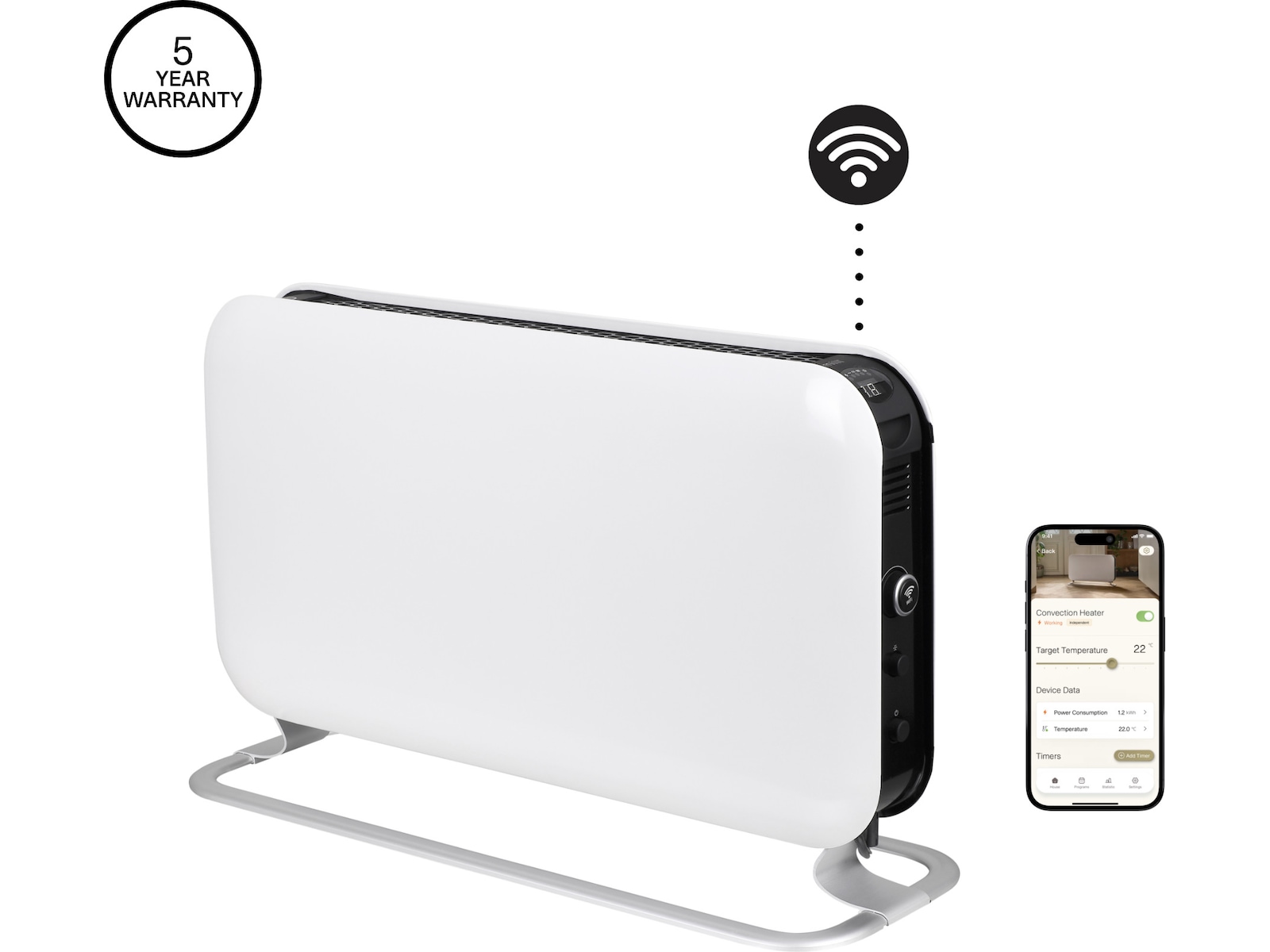 Mill WiFi gulvovn 1200W (hvit) Frittstående varmeovner