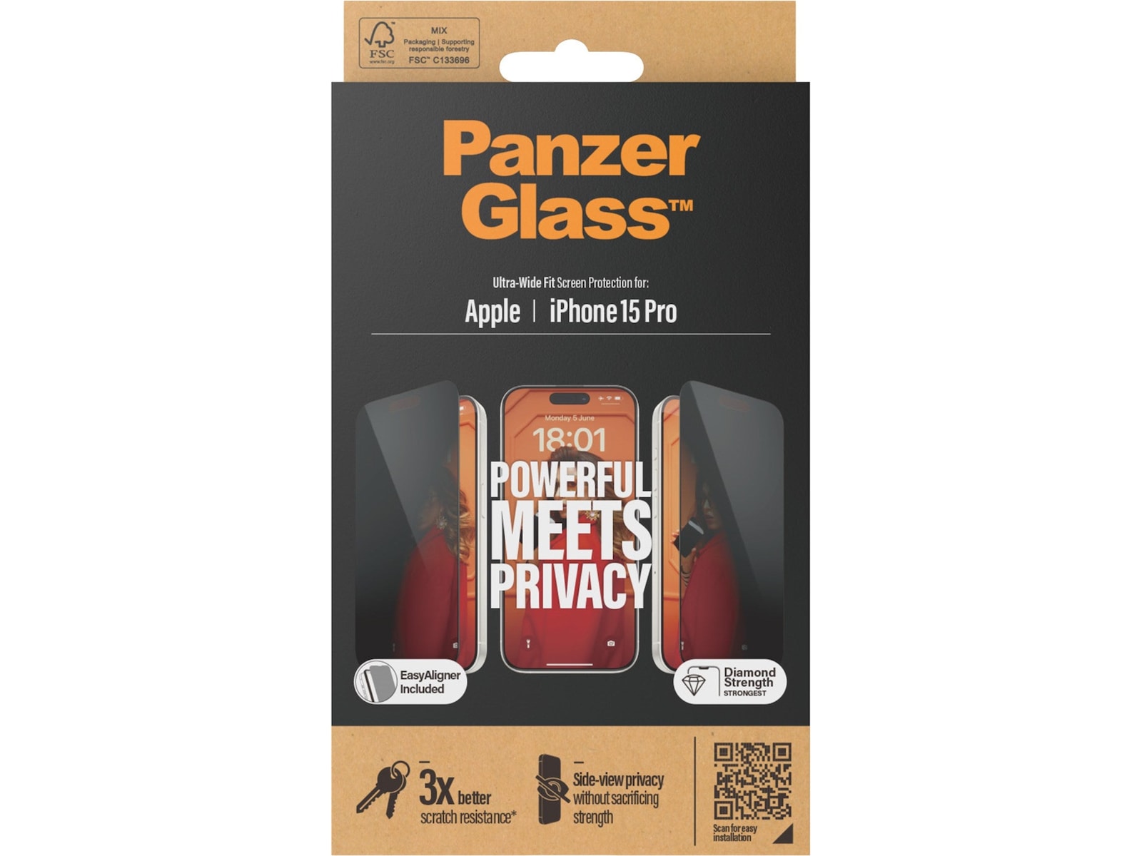Panzerglass iPhone 15 Pro Privacy Skjermbeskytter Skjermbeskytter
