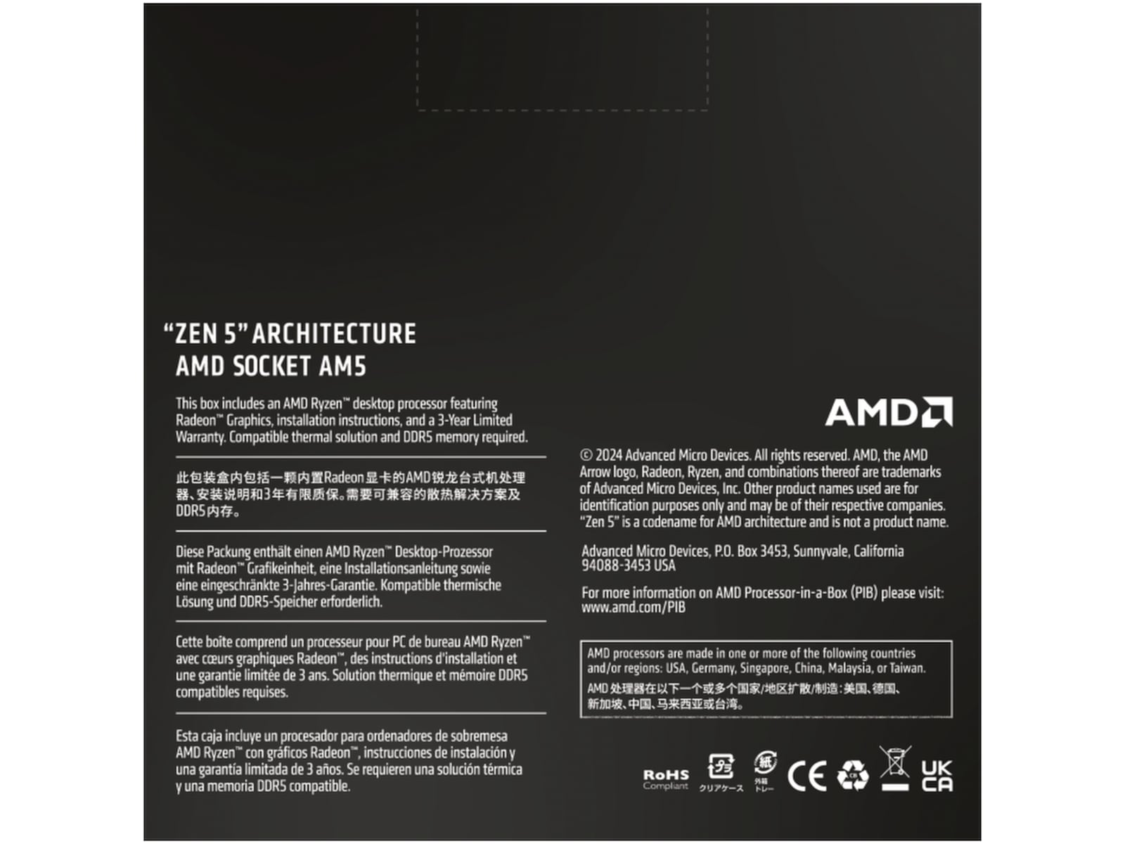 AMD Ryzen 5 9600X CPU Prosessorer