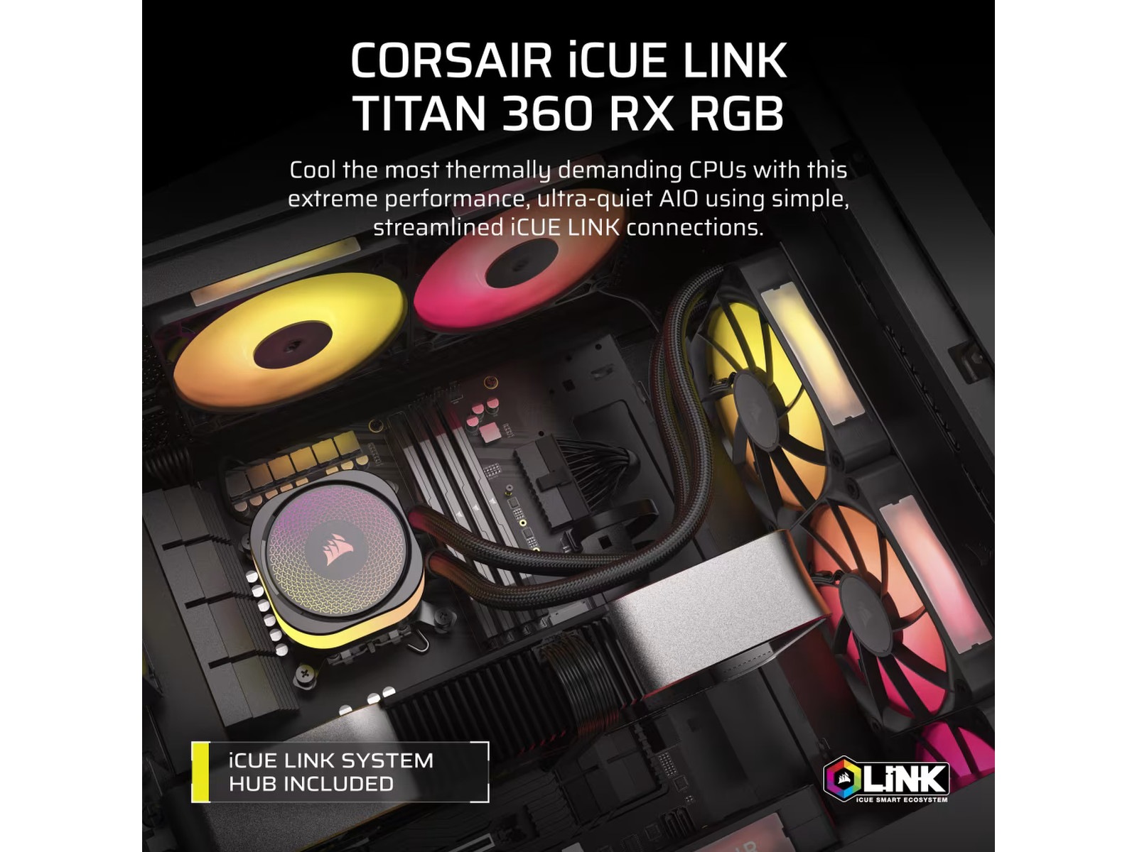 Corsair iCUE LINK Titan 360 RX RGB AIO Kjøler (sort) CPU - Vannkjøling
