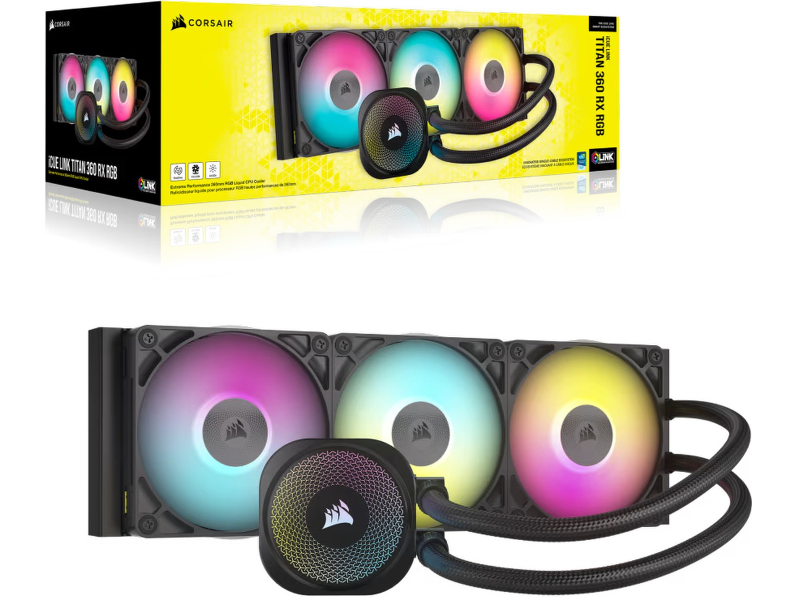 Corsair iCUE LINK Titan 360 RX RGB AIO Kjøler (sort) CPU - Vannkjøling