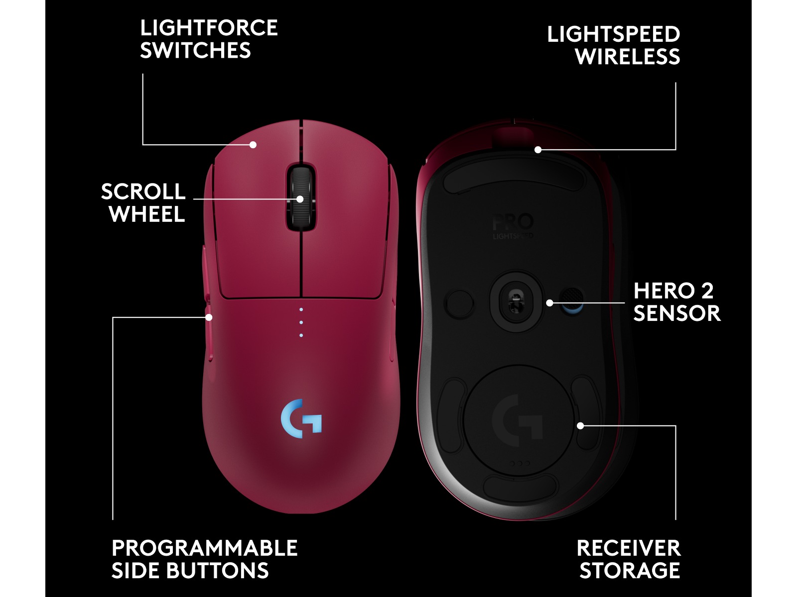 Logitech PRO 2 Lightspeed Trådløs Gamingmus (rosa) Gamingmus