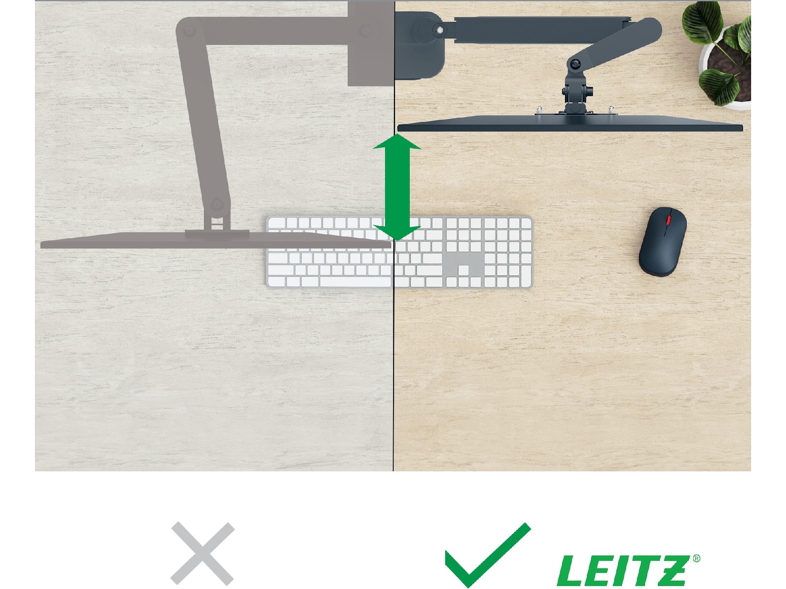 Leitz Ergo Skjermarm dobbel, plassbesparende, 17”-32” flat/buet skjerm Skjermstativ og skjermfeste