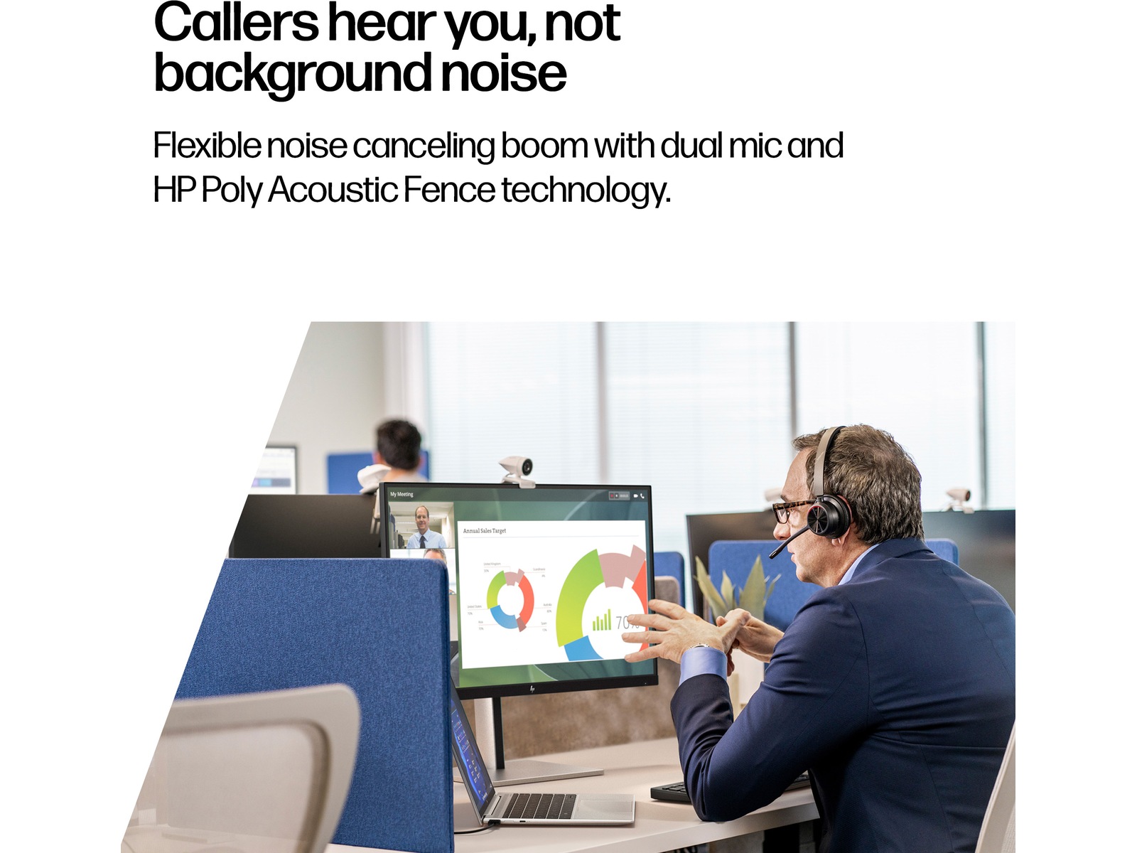 Poly Voyager 4320-M MS USB-C Headset med ladestativ Trådløse hodesett