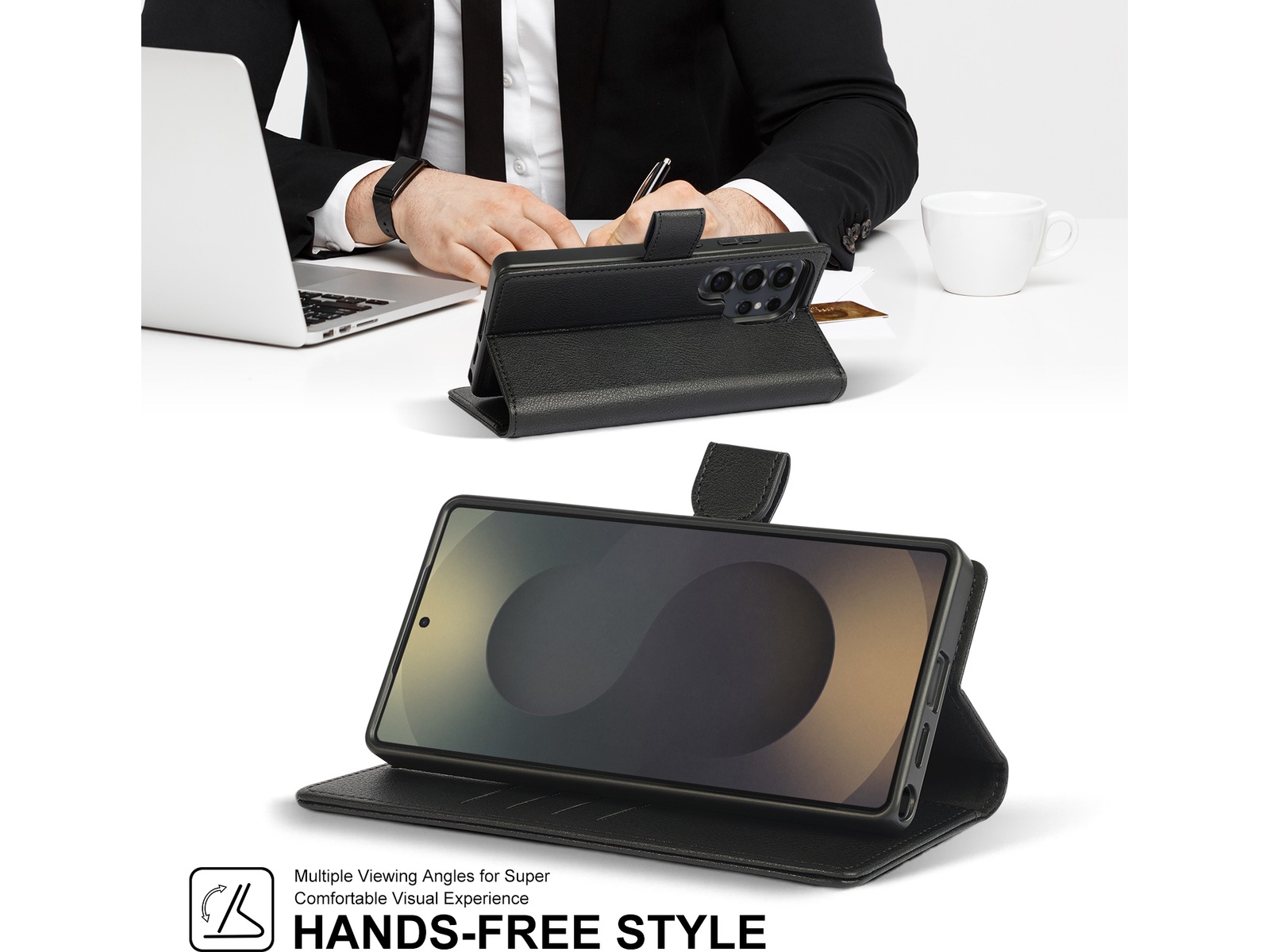 iiglo Galaxy S25 Ultra 2-i-1 Lommebokdeksel (sort) Mobildeksel