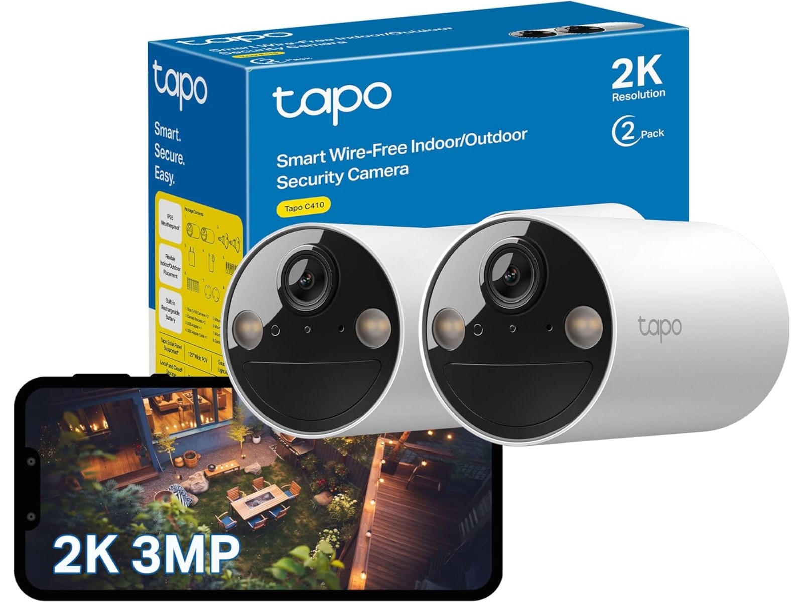 TP-Link Tapo C410 utendørs overvåkningskamera 2-pakning Overvåkningskameraer