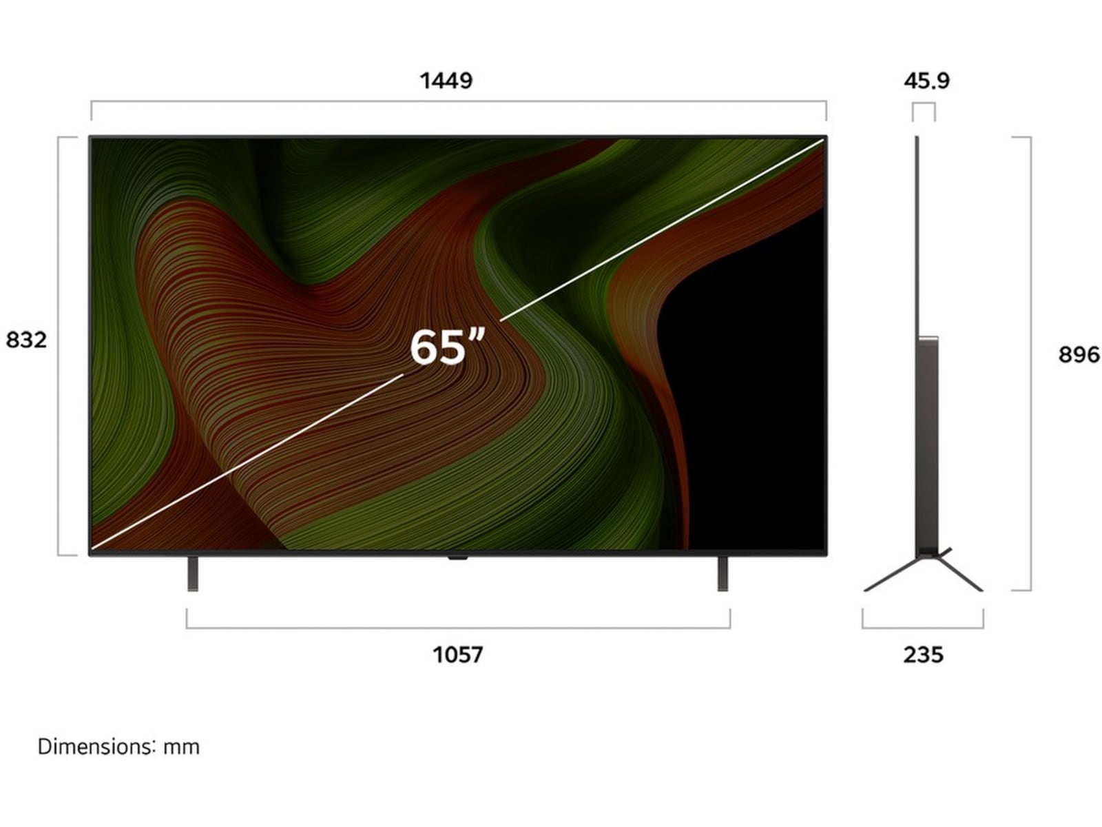 65 tommer LG OLED B5 AI 4K Smart TV 2025 60 - 69 tommer TV