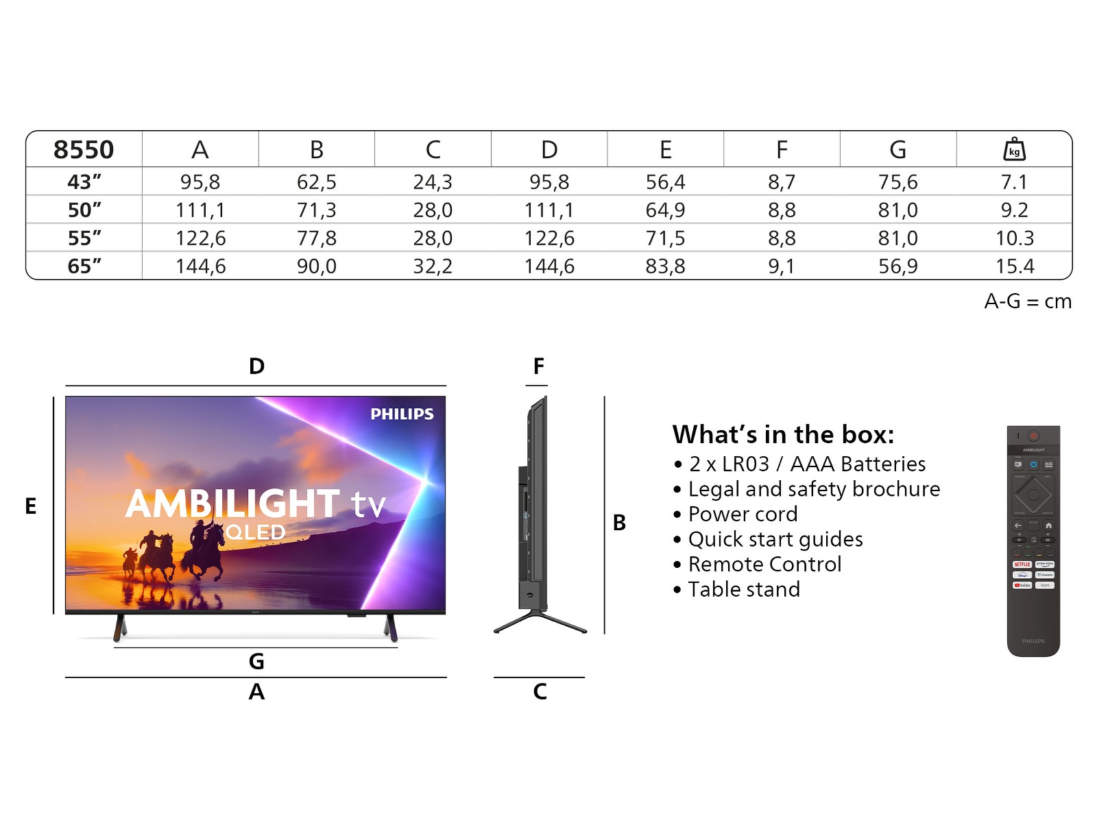 Philips 43" PUS8550/12 QLED smart Ambilight TV (2025) 20 - 49 tommer TV