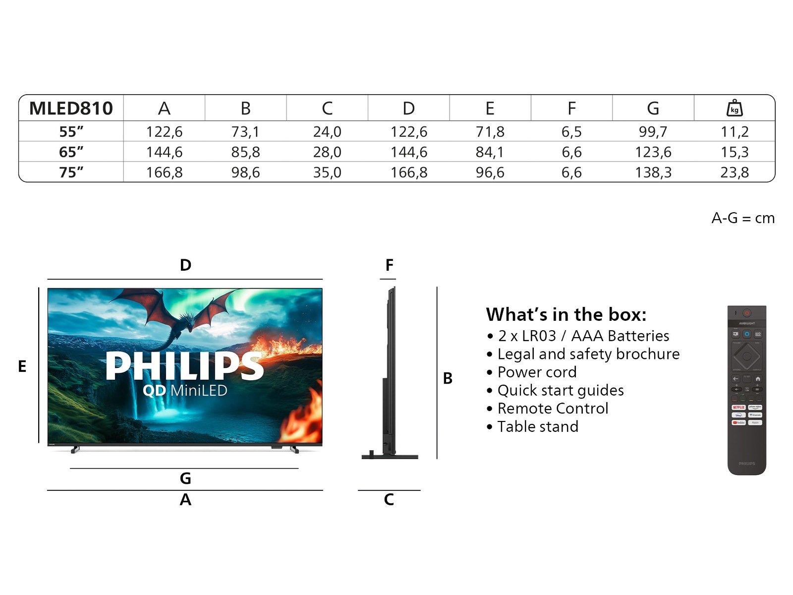 Philips 65" MLED810/12 QD smart miniLED TV (2025) 60 - 69 tommer TV