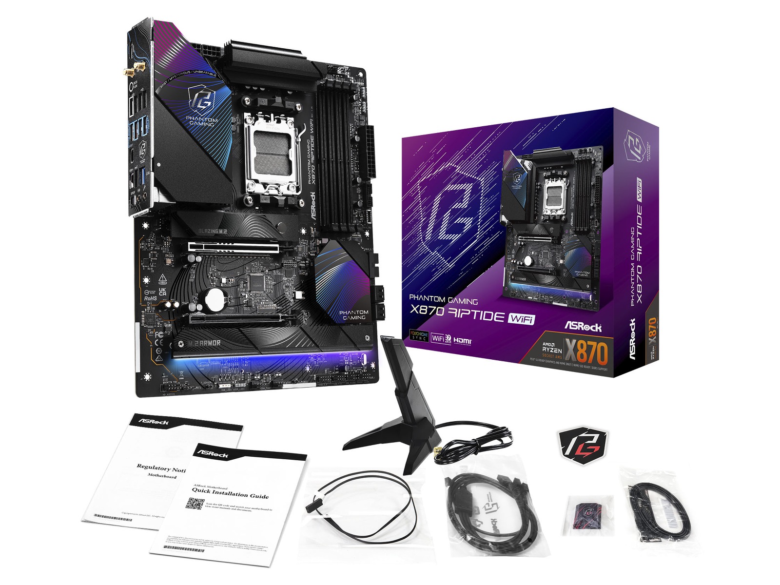 ASRock X870 Phantom Gaming Riptide WiFi Hovedkort -B-Grade Demo hovedkort