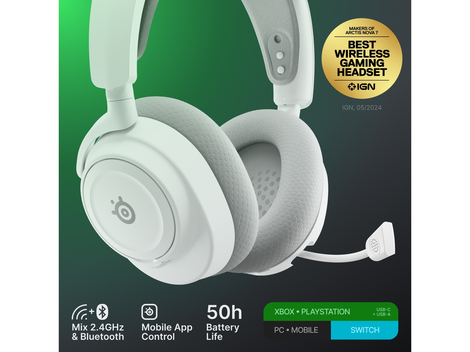 SteelSeries Arctis Nova 7X Gen 2 Trådløst Gamingheadset (hvit) Gamingheadset