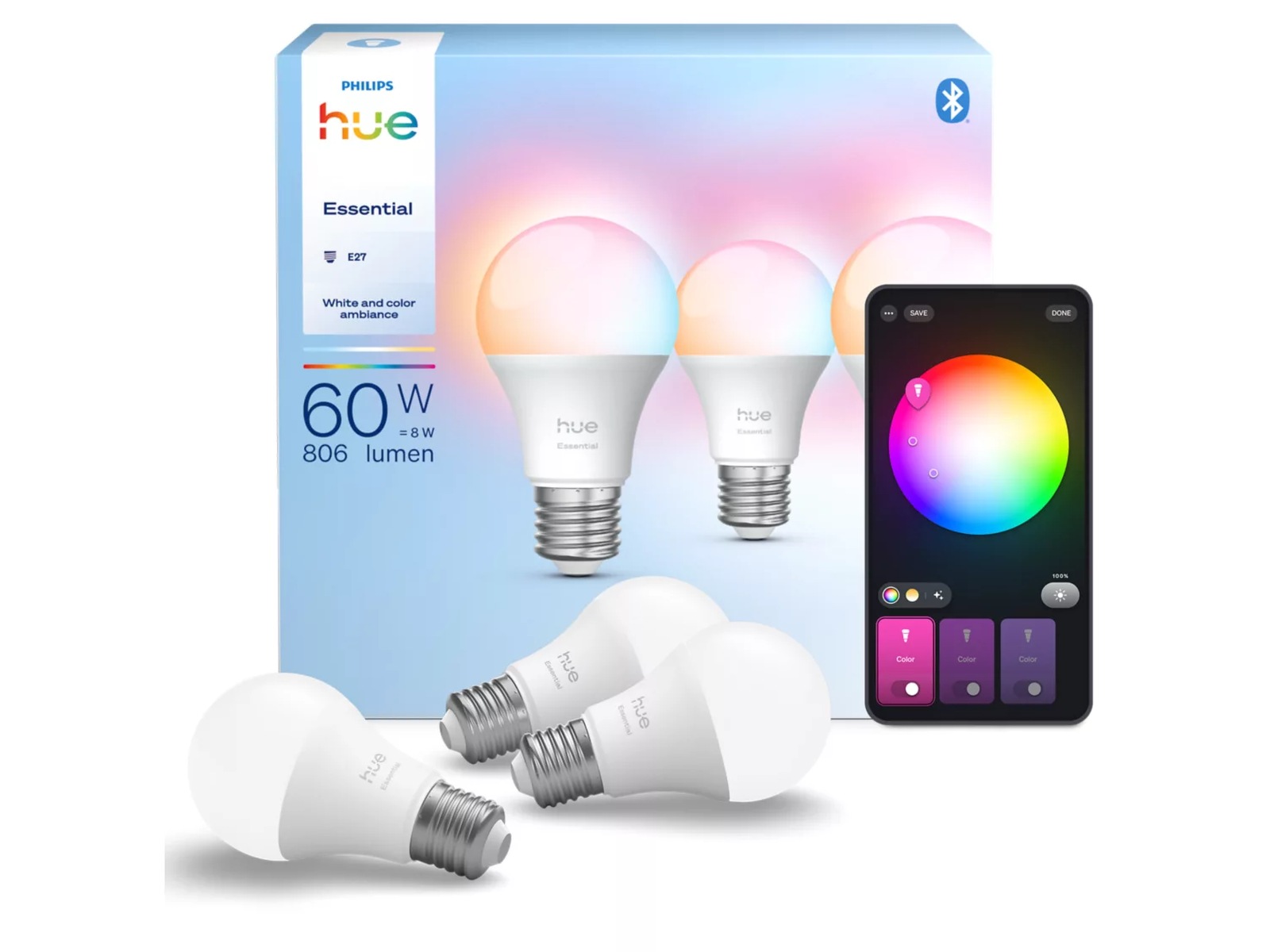 Philips Hue Essential WCA lyspære E27 806 lm (3-pack) Lyspærer & LED-pærer