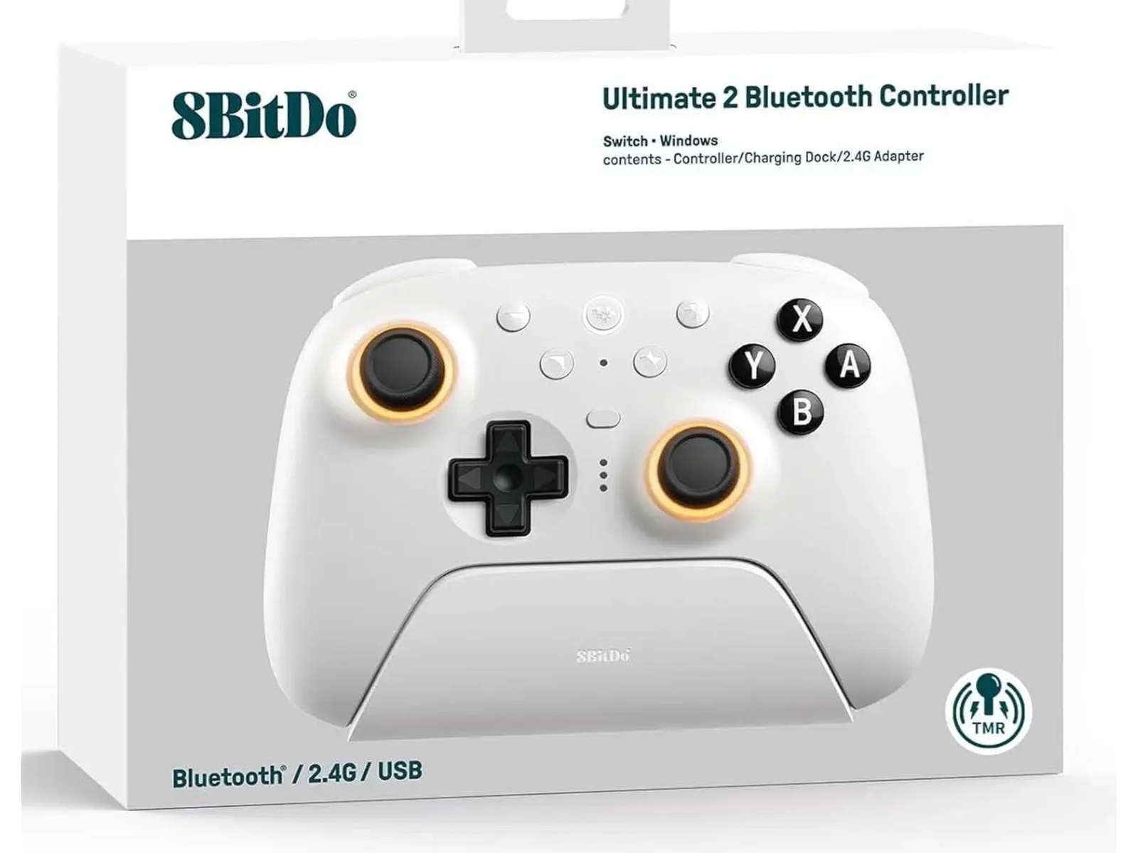 8BitDo Ultimate 2 Trådløs Bluetooth Kontroller (hvit) Gamepad