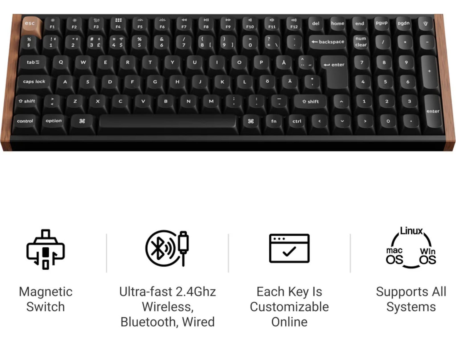 Keychron K4 HE Trådløst Gamingtastatur (sort) Gamingtastatur