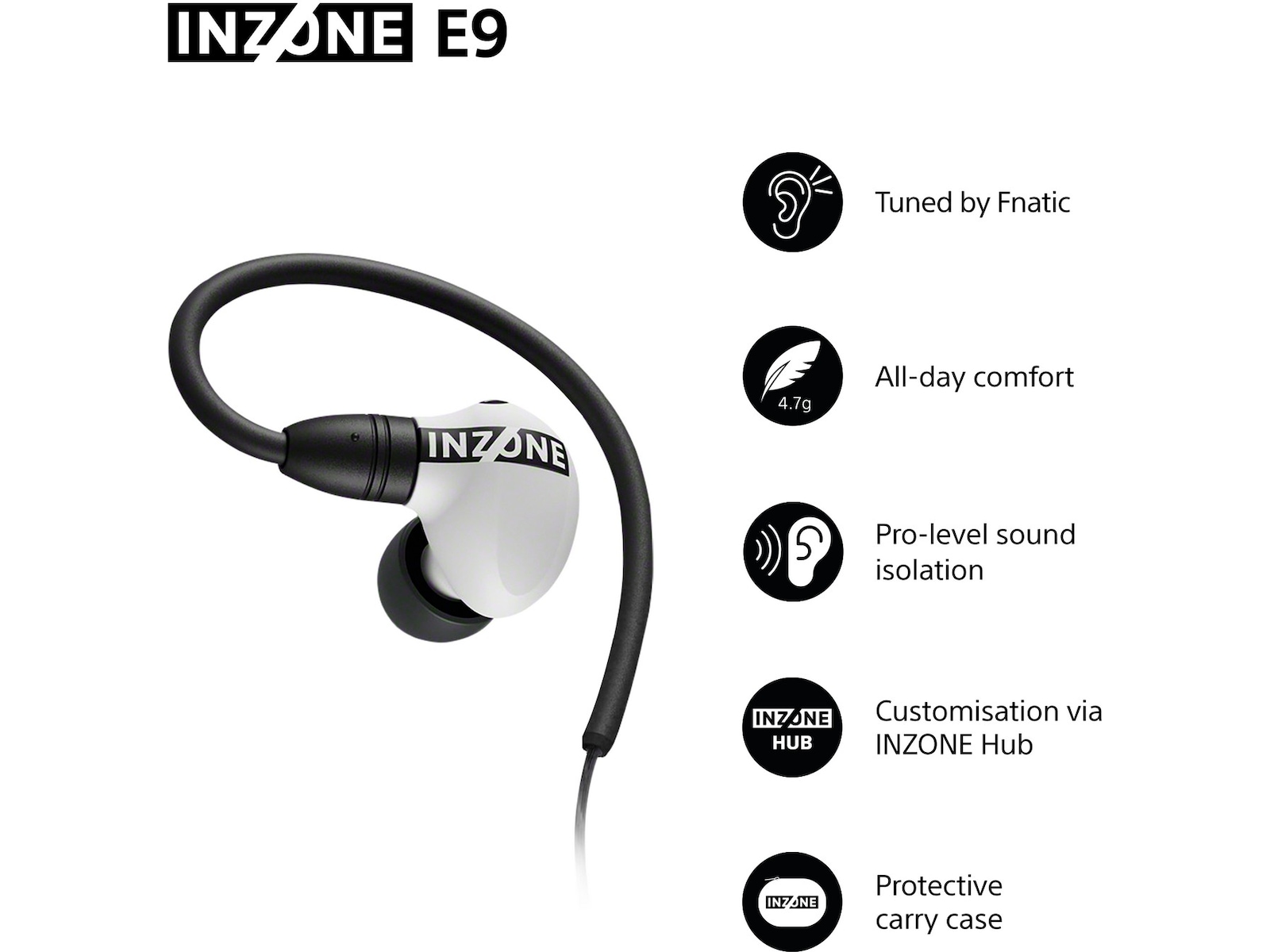 Sony INZONE E9 In-Ear Gaming Ørepropper (hvit) Ørepropper