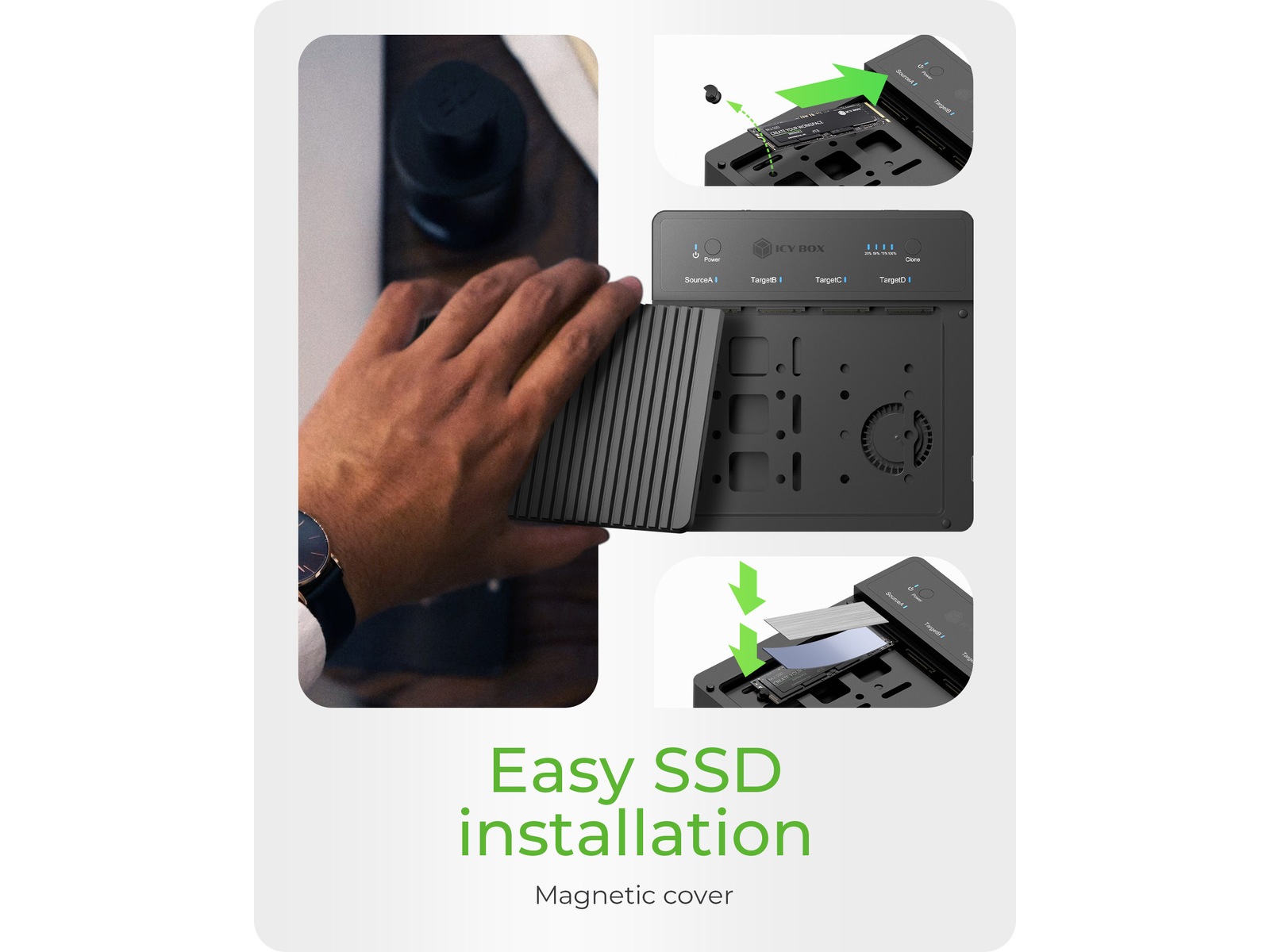  ICY BOX 4 bay Clone and DockingSation Dockingstasjon & USB-HUB