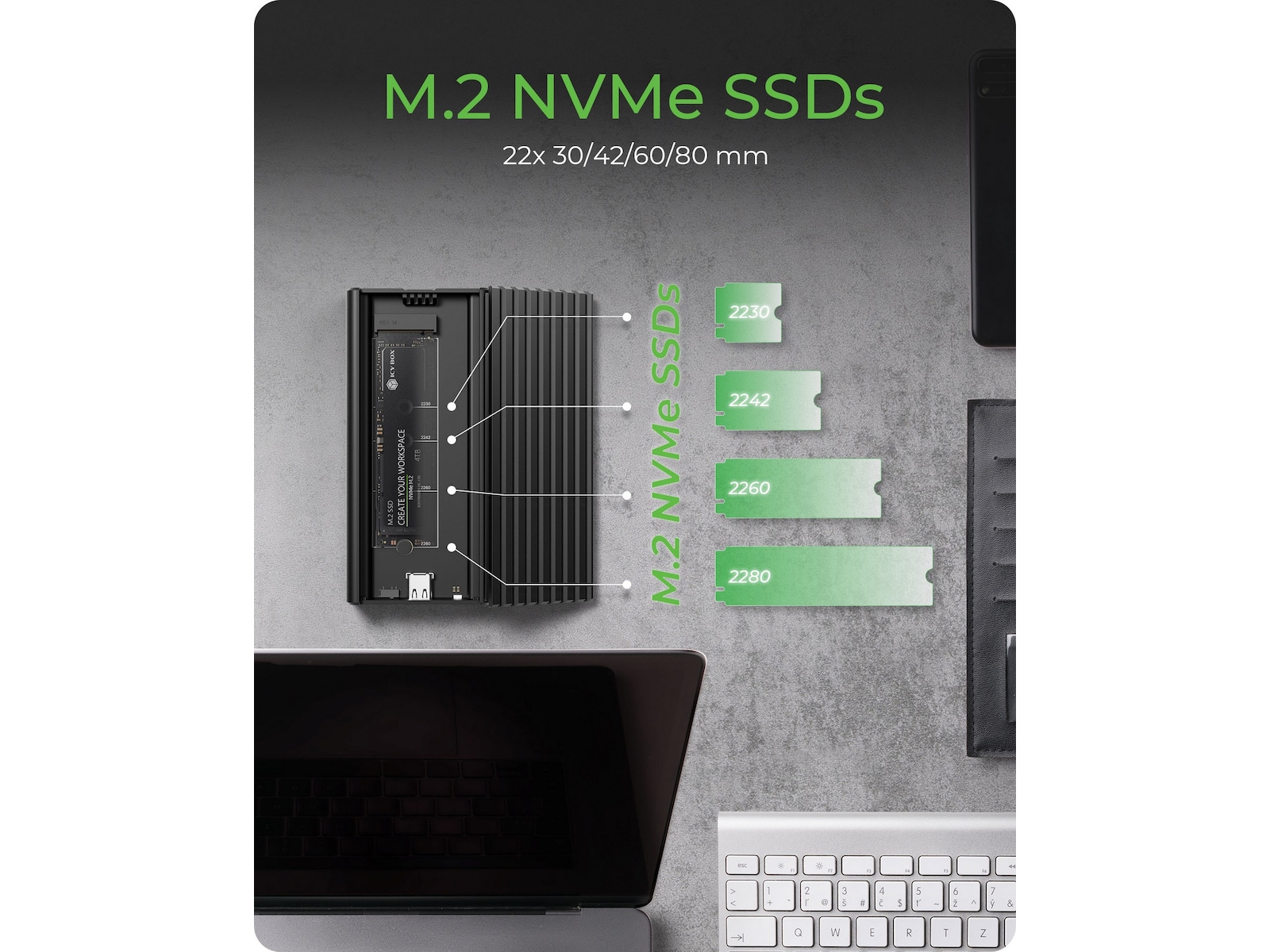 Icy Box M.2 NVMe SSD Kabinett Eksterne kabinetter