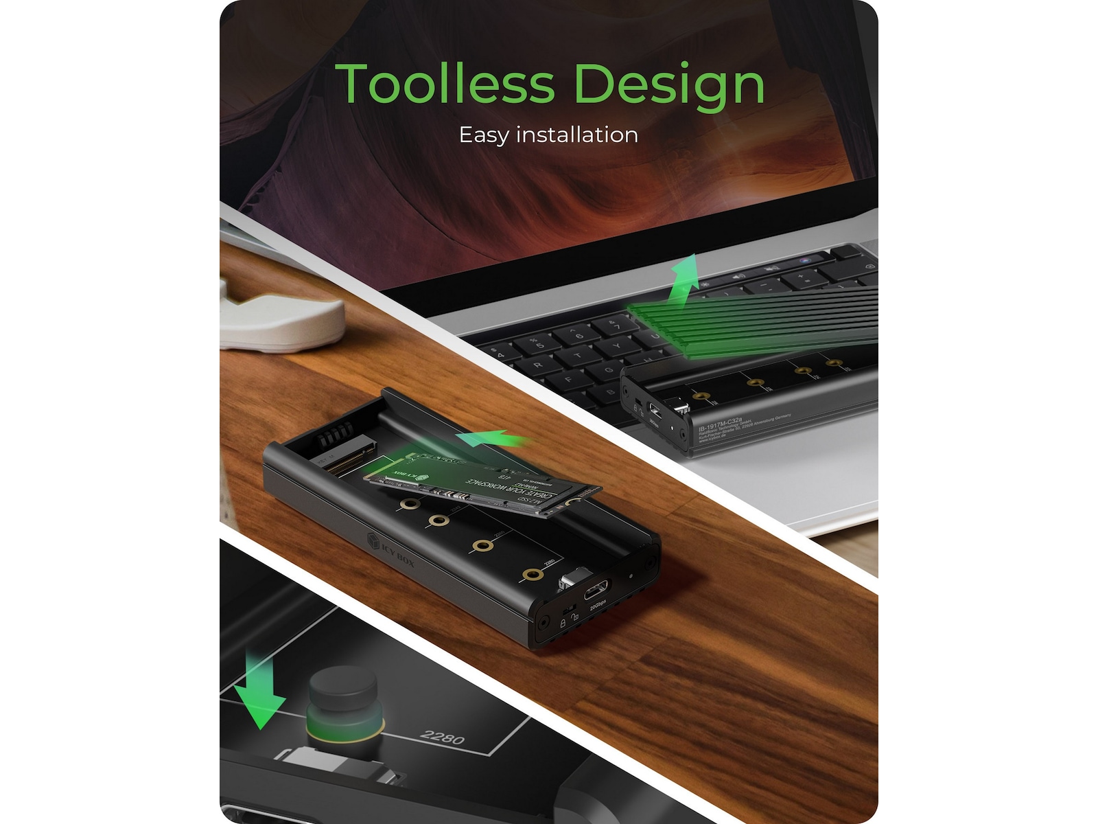 Icy Box M.2 NVMe SSD Kabinett Eksterne kabinetter