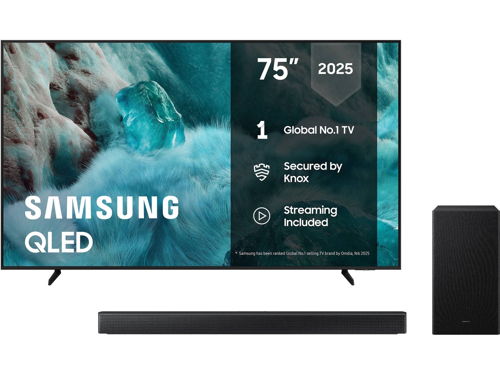 Samsung 75" Q7FA QLED 4K Smart TV (2025) + lydplanke 50 - 59 tommer TV