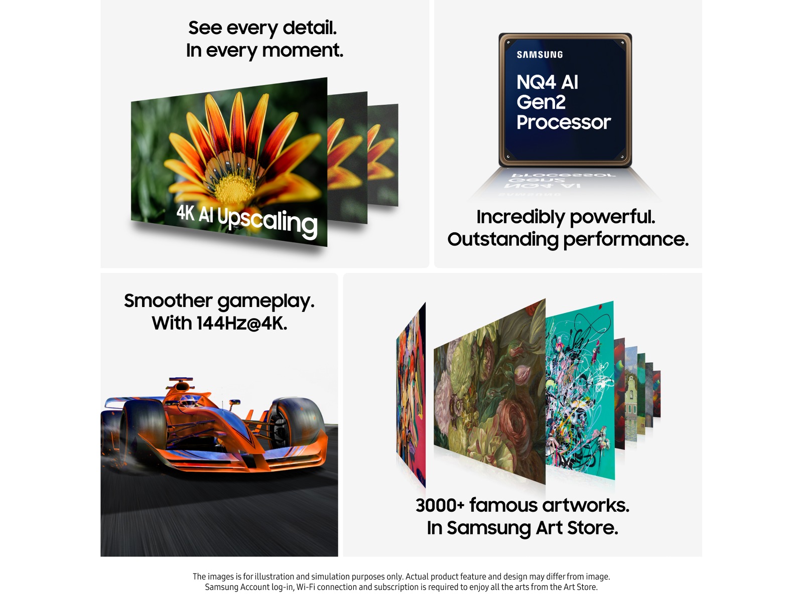 Samsung 75" QN70F Neo QLED 4K Mini LED Smart TV (2025) + veggfeste 60 - 69 tommer TV