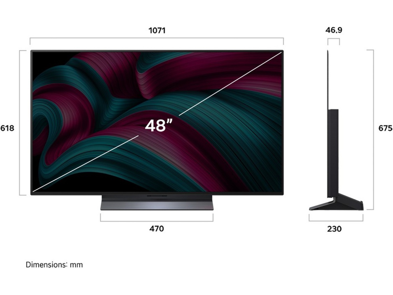 LG 48'' C5 AI 4K OLED Smart TV (2025) + veggfeste 20 - 49 tommer TV