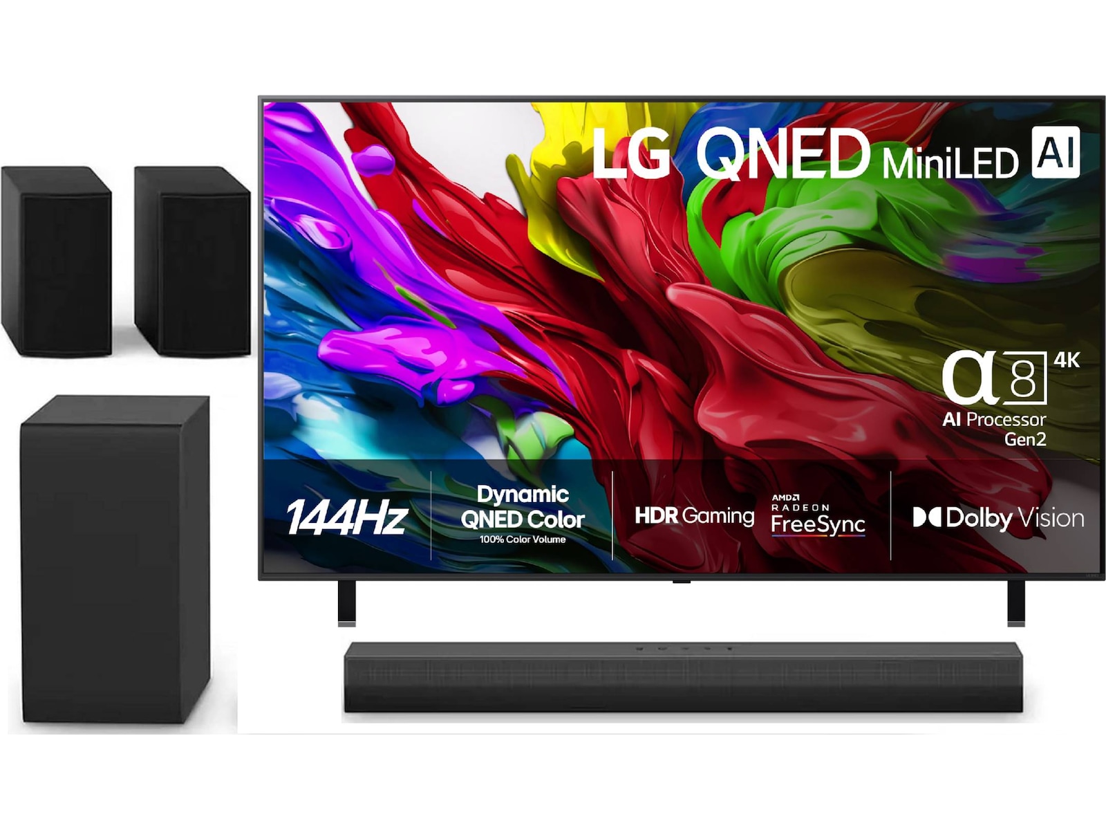 LG 86'' QNED85 evo AI MiniLED 4k smart-TV (2025) + soundbar 60 - 69 tommer TV