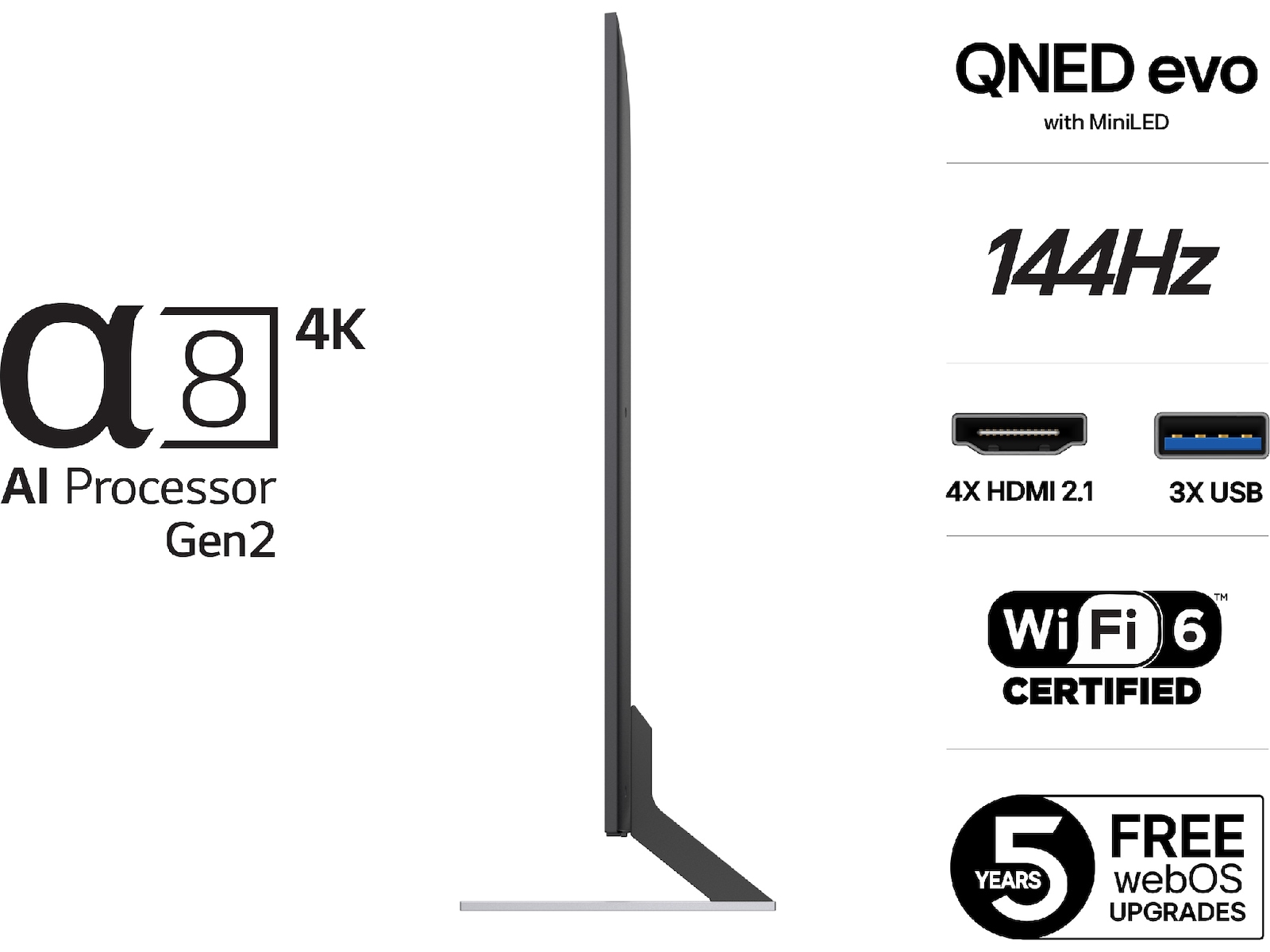 LG 86'' QNED85 evo AI MiniLED 4k smart-TV (2025) + soundbar 60 - 69 tommer TV