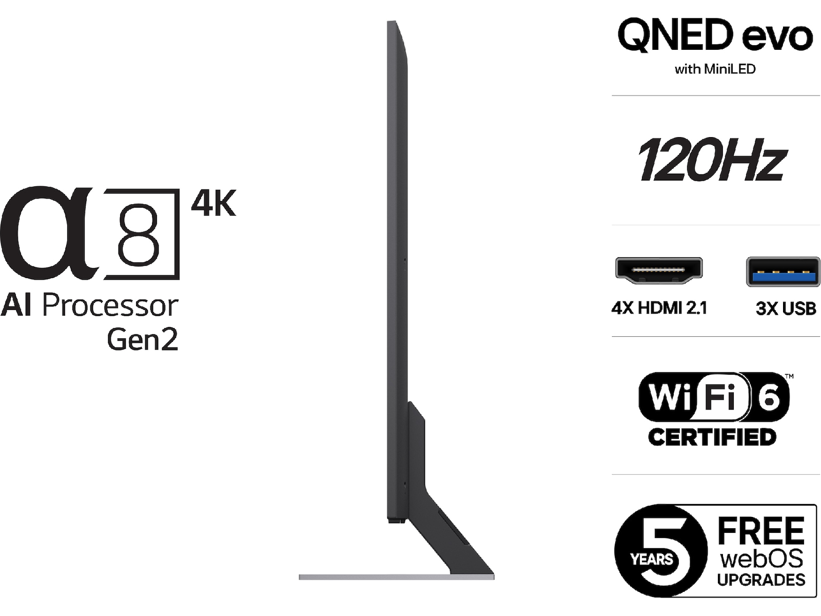 LG 55'' QNED85 evo AI MiniLED 4k smart-TV (2025) + soundbar 60 - 69 tommer TV