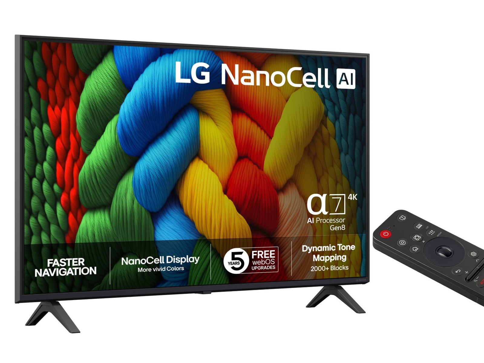 LG 43" NANO80 AI 4K NanoCell smart-TV (2025) + soundbar 60 - 69 tommer TV
