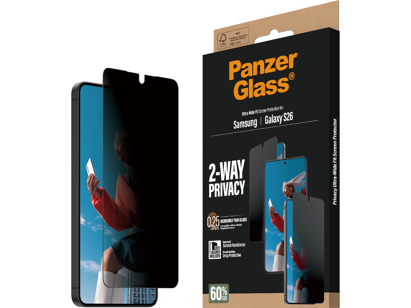 PanzerGlass Galaxy S26 2-way Privacy skjermbeskytter Skjermbeskytter