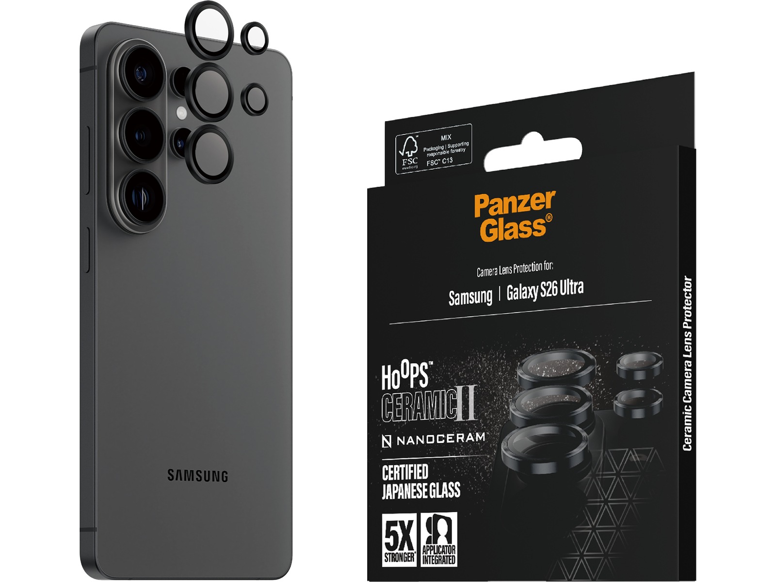 PanzerGlass S26 Ultra Hoops Ceramic II linsebeskytter Skjermbeskytter